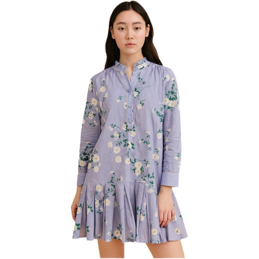 Like New Laroque for Tuckernuck Blue Floral Ruffle Hem Dress Size XS - Picture 10 of 11
